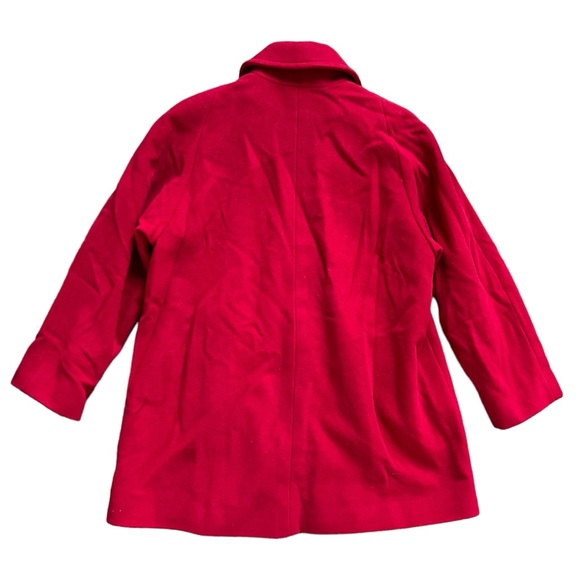 Jones New York Wool Blend Vibrant Red Full-Zip Lined Pea Coat Women's size 12 - Picture 2 of 9